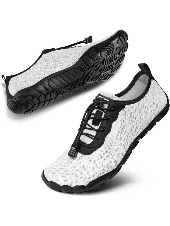 ?Men\'s White/Black Spandex Low Top Quick Dry Comfortable Lace up Shoes main image 4